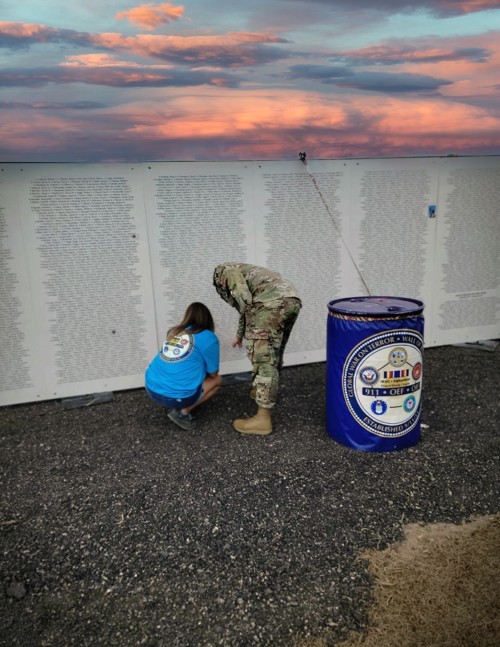 Families visiting the War on Terror Wall